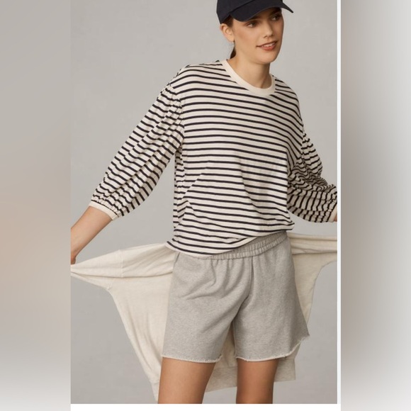Clare V. Le puff tee in navy and cream stripe Small - Picture 5 of 6